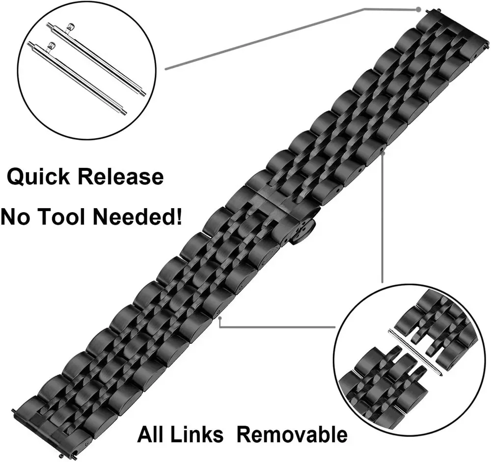22mm Stainless Steel Watchband For Huawei Watch GT5 Pro 46mm Metal Strap For Huawei Watch GT 5 4 3 2 46mm Smartwatch Wristband