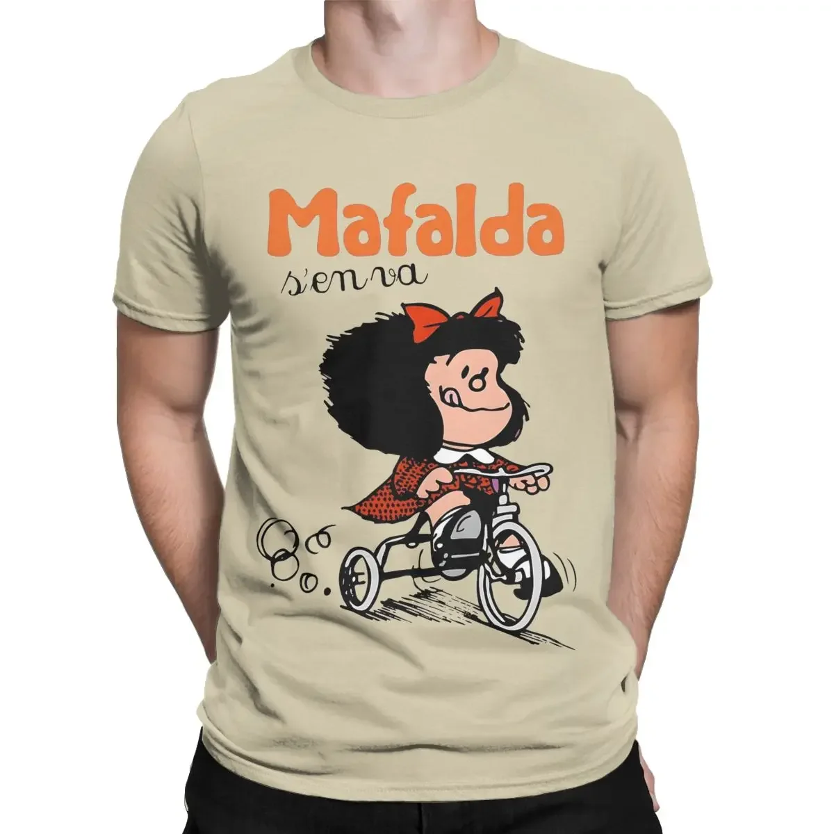 Men Mafalda Quino Go Bicycle T Shirts 100% Cotton Clothes Funny Short Sleeve Round Collar Tees 4XL 5XL 6XL T-Shirt