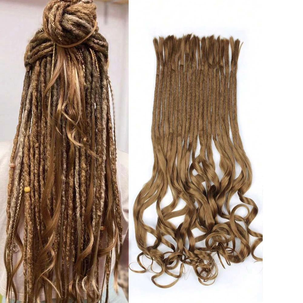 24 Inch Loose Ended Dreadlock Extensions 10Strands Synthetic Single Ended Wavy Dreads Extensions Hippie Style Crochet Dreadlocks