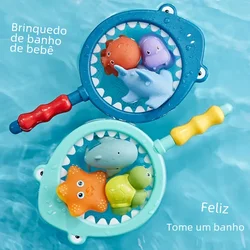 Juguetes de baño, materiales seguros, formas de animales lindos, redes de pesca de tiburón, para hacer que los bebés se enamoren del baño