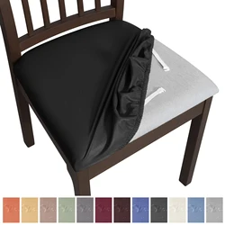 PU Leather Chair Seat Cover Waterproof Kitchen Dining Seat Slipcovers Removable Dining Room Chair Seat Cushion Cover