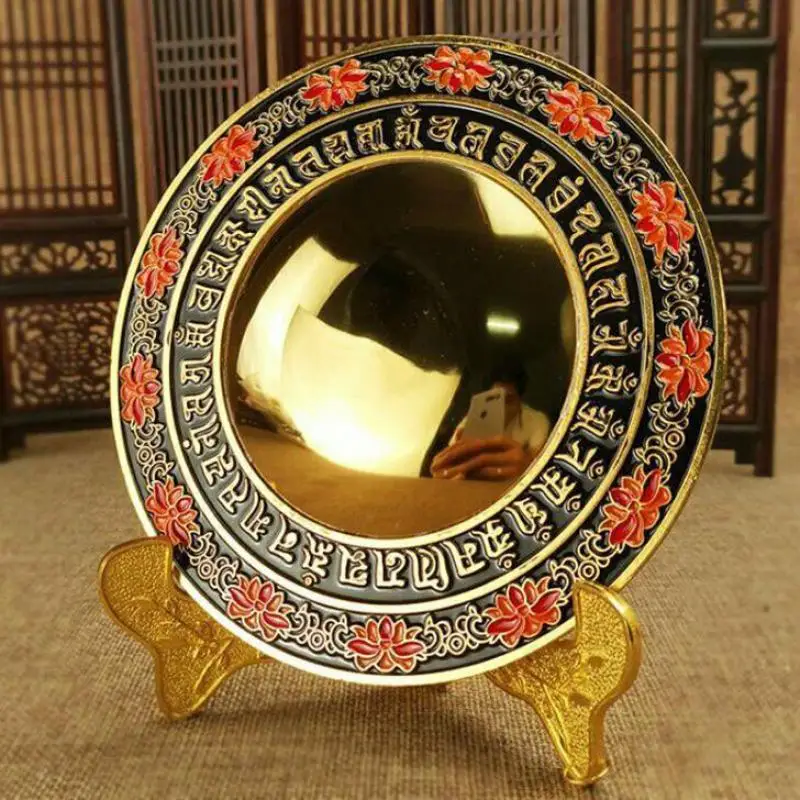 

14cm Tibetan Buddhism Alloy Quasi-mentioned Mirror Crafts Exorcise Evil Spirits
