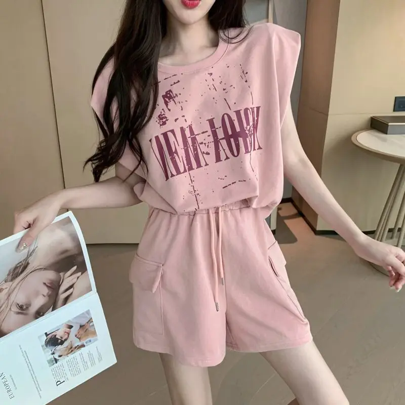 Summer Fashion Workwear Shorts Set Casual Running Loose Two-Piece Set New 2026 round Neck Short Sleeve Student School Uniform... view 4