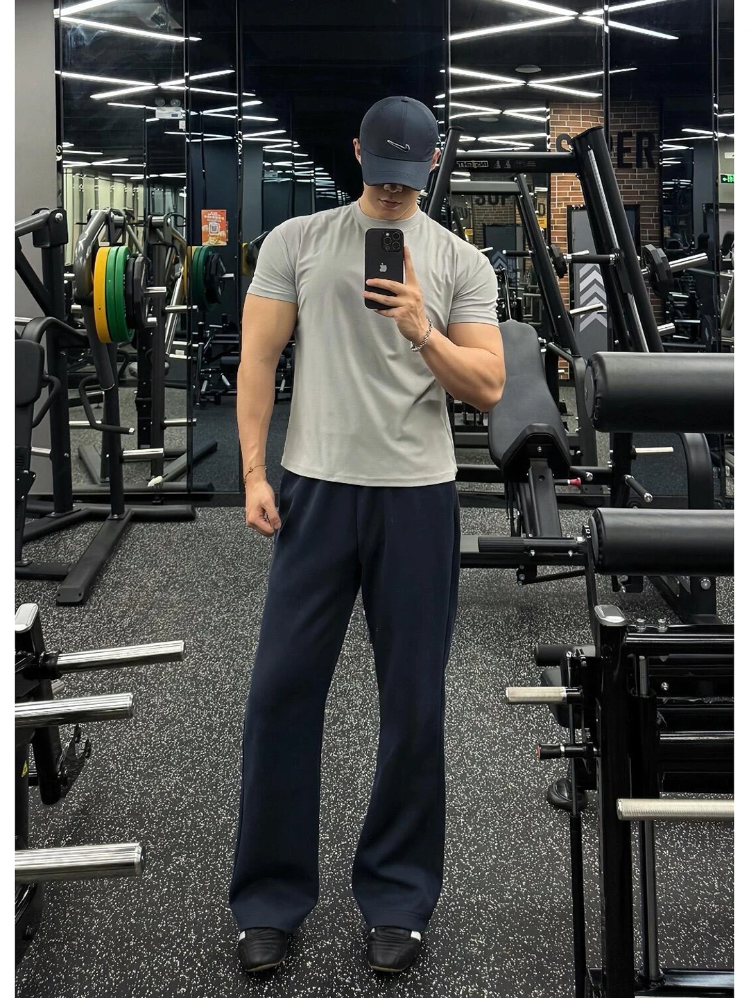 

American Sle Fitn Sports Pants Men's Loose Straight Leg Casual Trousers k Blue Bell Bot Spring Commute Wear