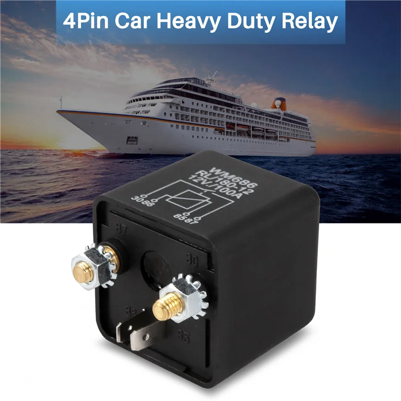 F9-8X 12V 100Amp 4-Pin الثقيلة تشغيل / إيقاف التبديل سبليت تهمة التتابع للسيارات قارب فان الأسود