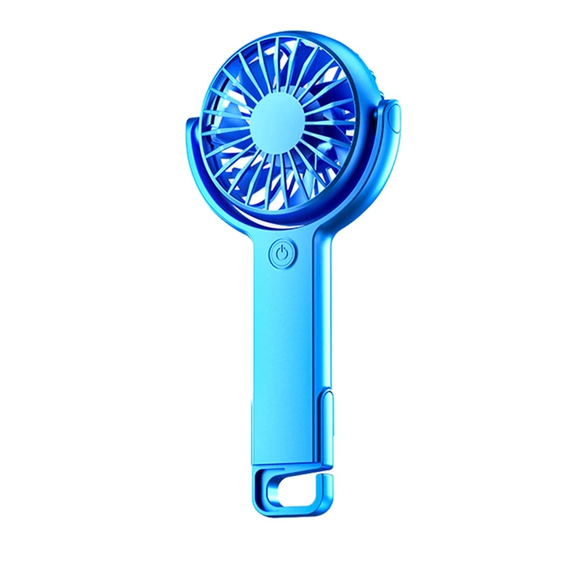 Portable Mini Handheld Fan USB Charging Fan Desk Dormitory 5 Speeds Adjustable Rechargeable Fan Blue