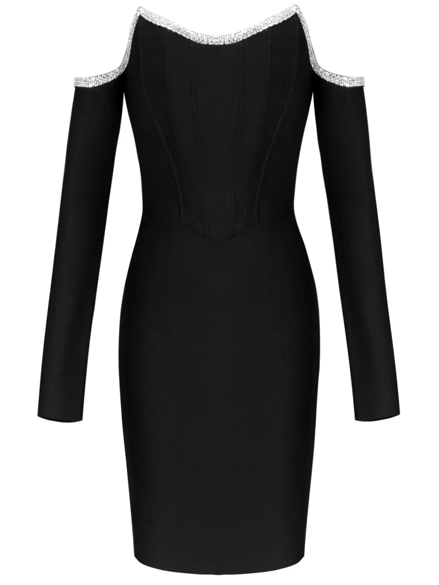 Bandage Dress Long Sleeve Black Bandage Dress 2022 New Arrival Women Mini Crystal Sexy Off Shoulder Bodycon Club Party Dress