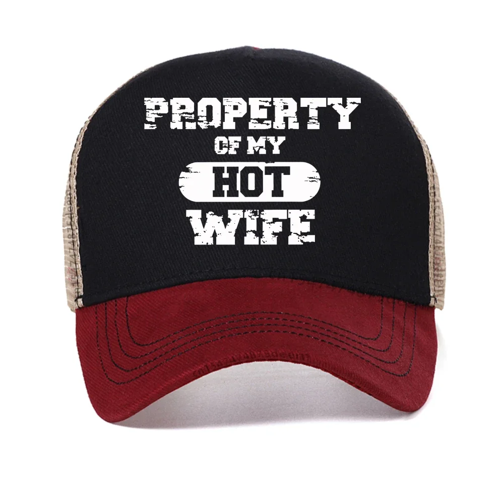 Property of My Hot Wife baseball cap for Men Summer Fashion mesh Snapback Caps adjustable Breathable visor truck hats