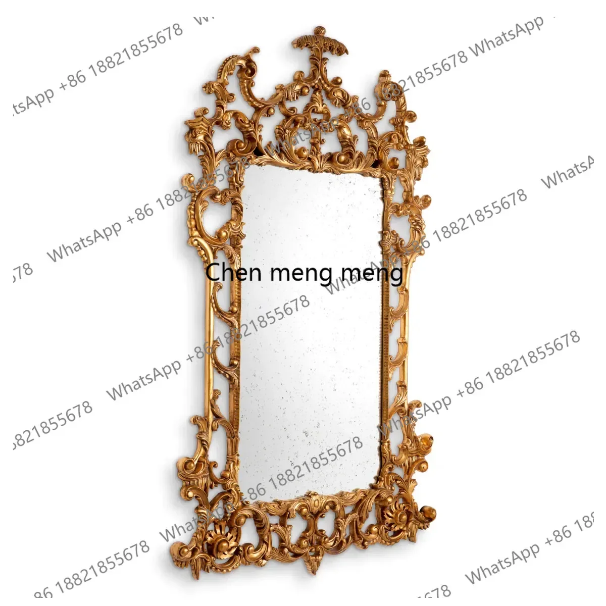 American Style Carved Decorative Vintage Fireplace Mirror Wall-Mounted Bedroom Makeup Vanity Mirror