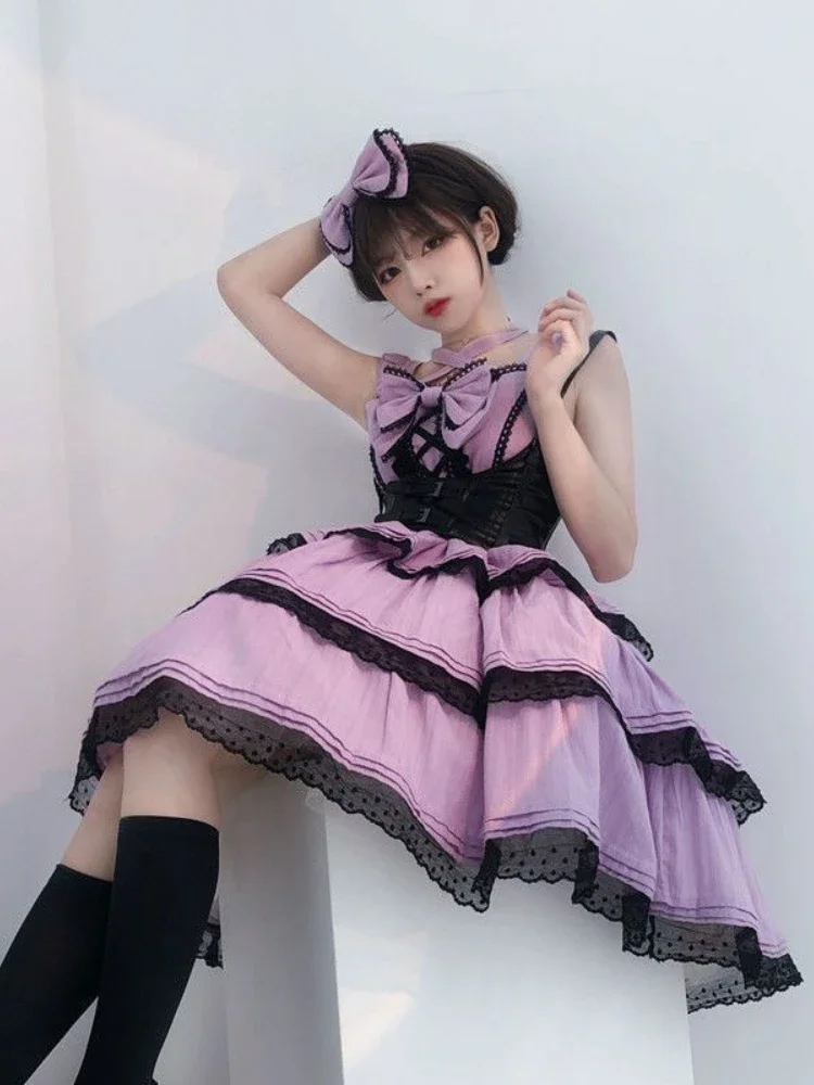 

Sweet Lolita Princess Dress Women Elegant Courtly Style Lace Bow Fairy Jsk Dress Soft Sister Gothic Lolita Cake Dress Harajuku