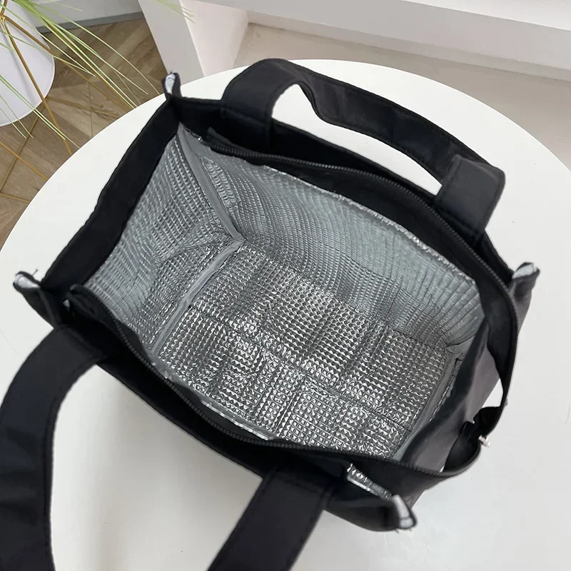 Simple Aluminum Foil Insulation Bag Work With Lunch Small Handbag Student Large Capacity Bento Bag Lunchbox Tote Bag