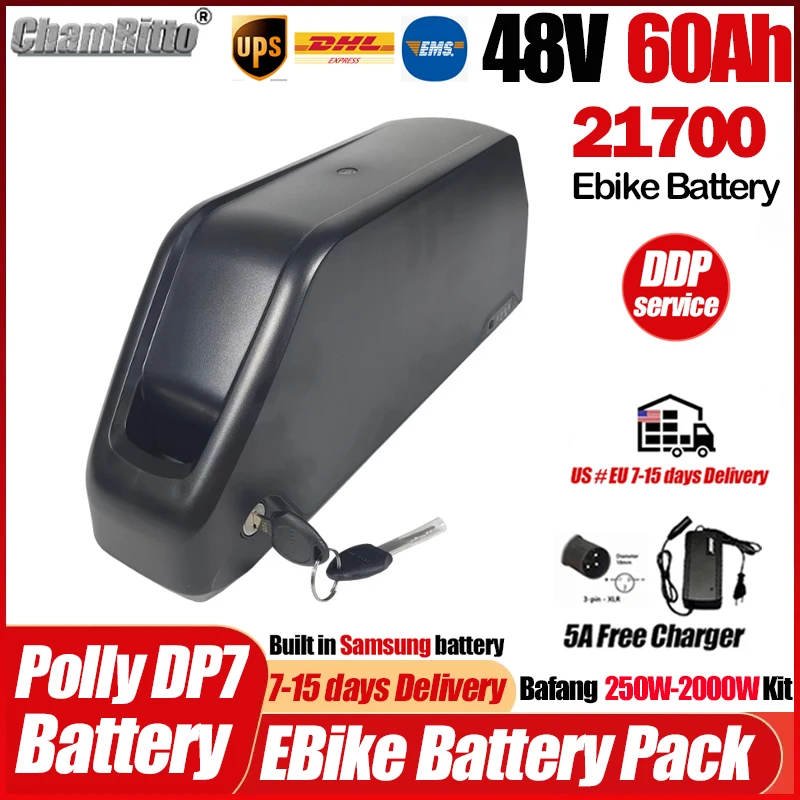 

Аккумулятор для электровелосипеда Hailong Cham Rider 48V 25/30/45/50/60Ah, 48V Bafang 1000W/1500W/2000W, высокомощные литиевые батареи 21700 48V