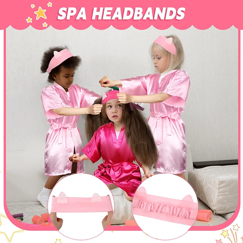 5-15Set Spa Party Robes Girls Kimono Satin Robe Kids Birthday Slumber Party Costume Pink Party Favors Birthday Squad Robe