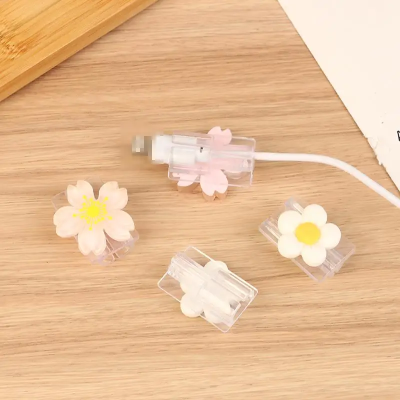2Pcs Flowers USB Charger Cable Protector Cable Organizer Data Line Cord Cable Winder Protector Cover For Phone