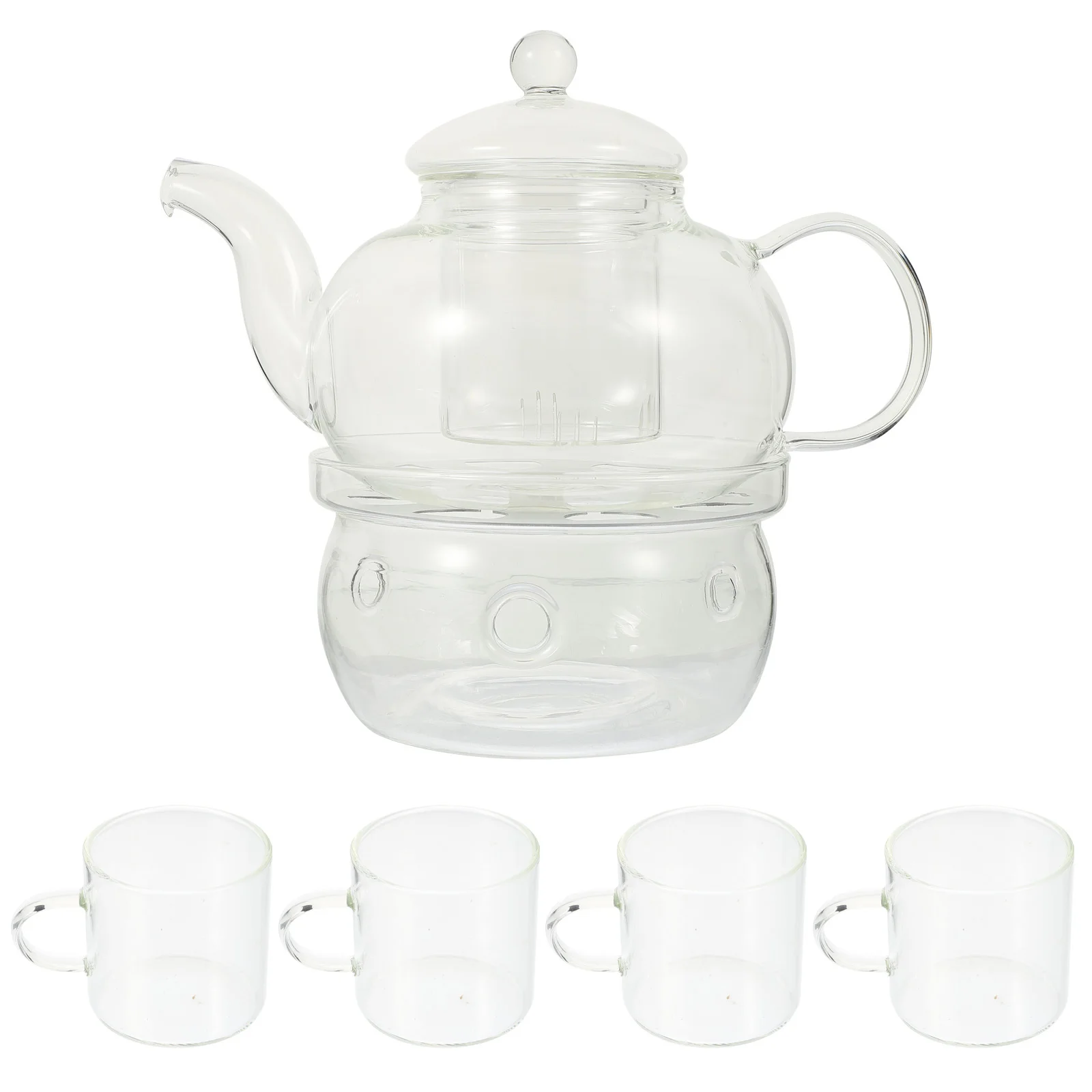 

1Set Kung Fu Tea Set Glass Scented Teapot with Cup Candlestick Heat Resistant Household Tea Brewing Pot Teapot
