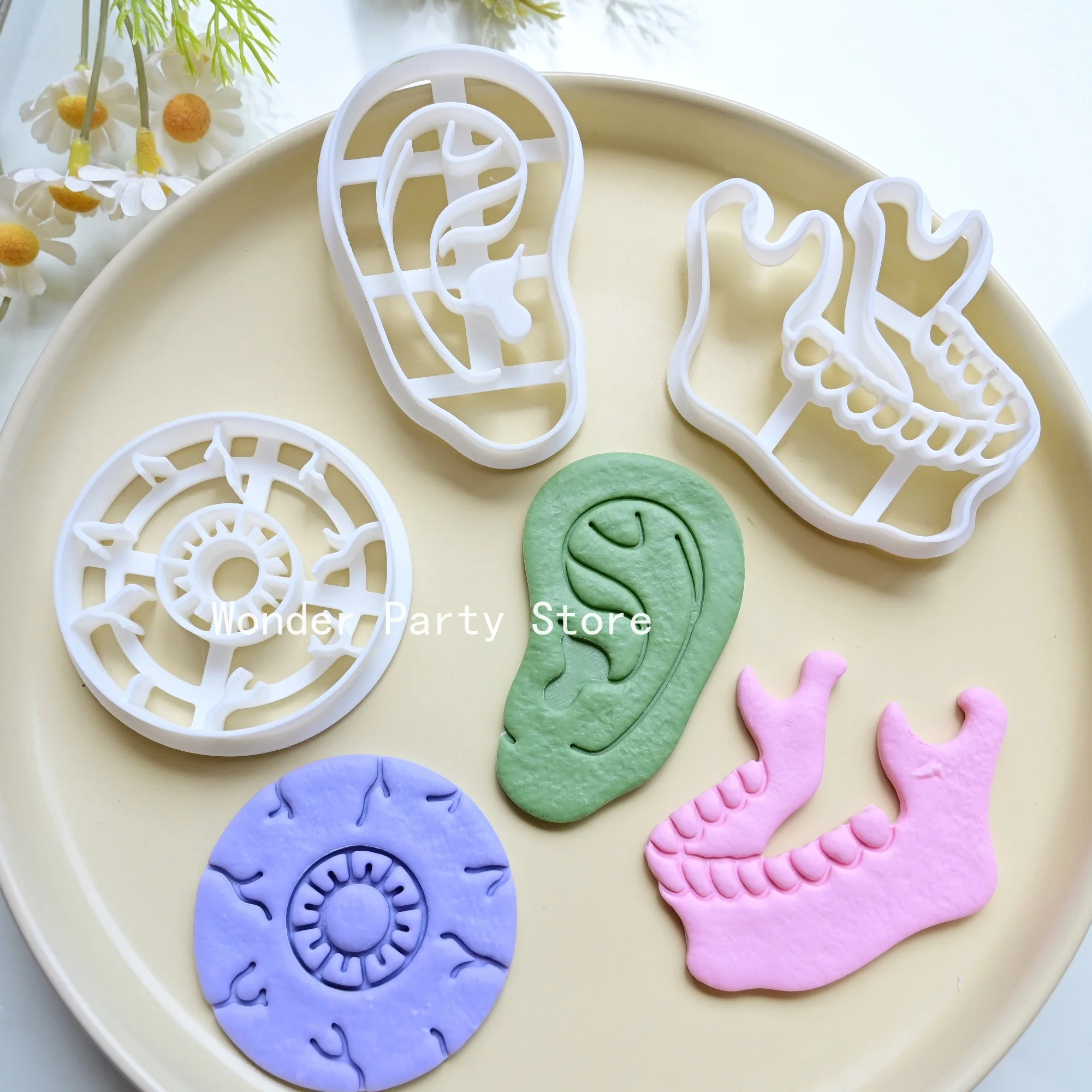 Eyeball Teeth Ear Shape Fondant Biscuit Mold Human Organs Cookie Cutter Cartoon Pressable Biscuit Stamp Chocolate Mold