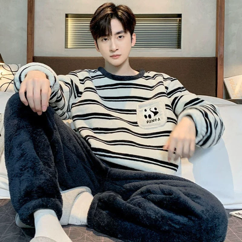 

Новая мужская зимняя одежда, мужские пижамы, домашняя одежда, мужская одежда, осенняя спортивная одежда, пальто для подростков, одежда для ванной, повседневная одежда, 2 шт./компл., Y2K