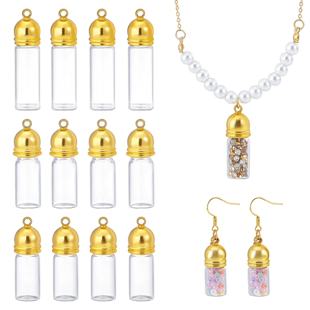 Glass Vial Pendants Screwable Hanging Pendant Wish Bottles Glass Bottle Charm for DIY Earrings Pendants Craft for Handmade Gift
