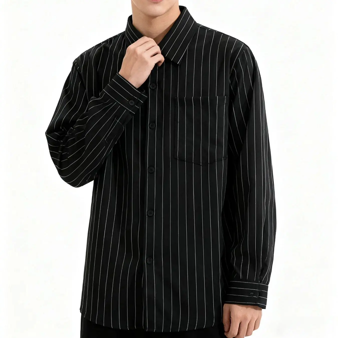 

Весенне-осенняя новая модная стильная мужская рубашка с длинными рукавами в вертикальную полоску, универсальная рубашка в стиле ретро