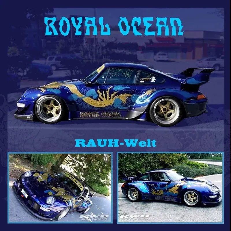 TIME MICRO 1:64 CAR RWB 911 993 Dragonfish Ocean Alloy Car Model Alloy car model limited edition toy collection