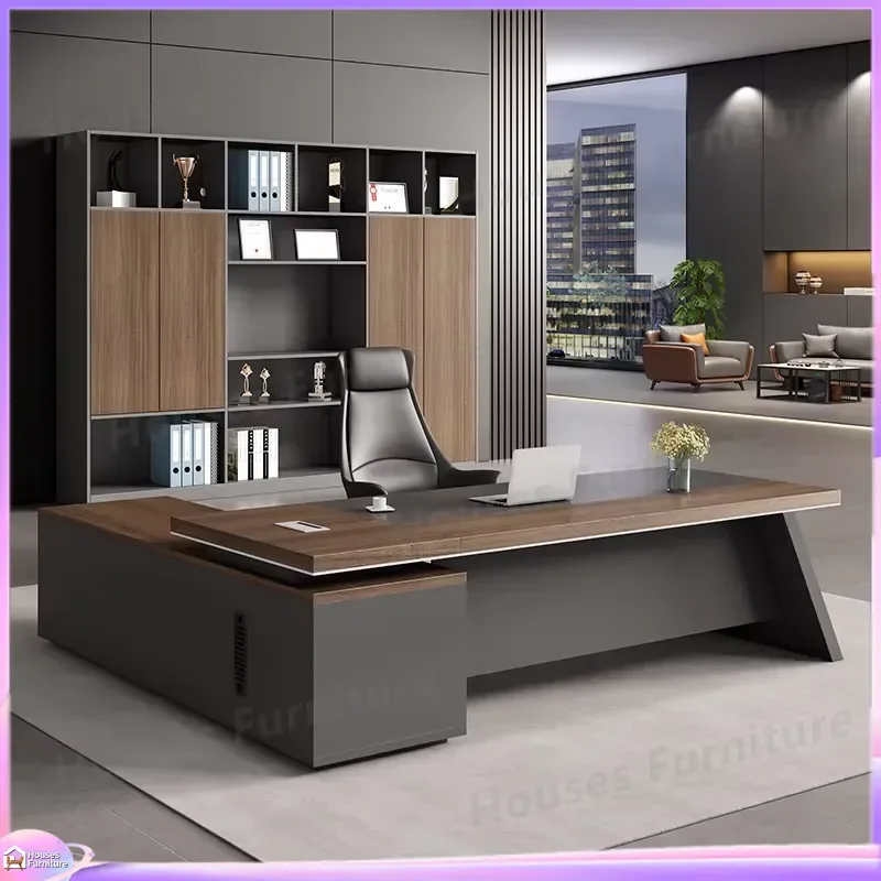 Luxury Angled Wooden Executive Desk Modern CEO Office Table Creative Modular Manager Workstation for Boss Home Office