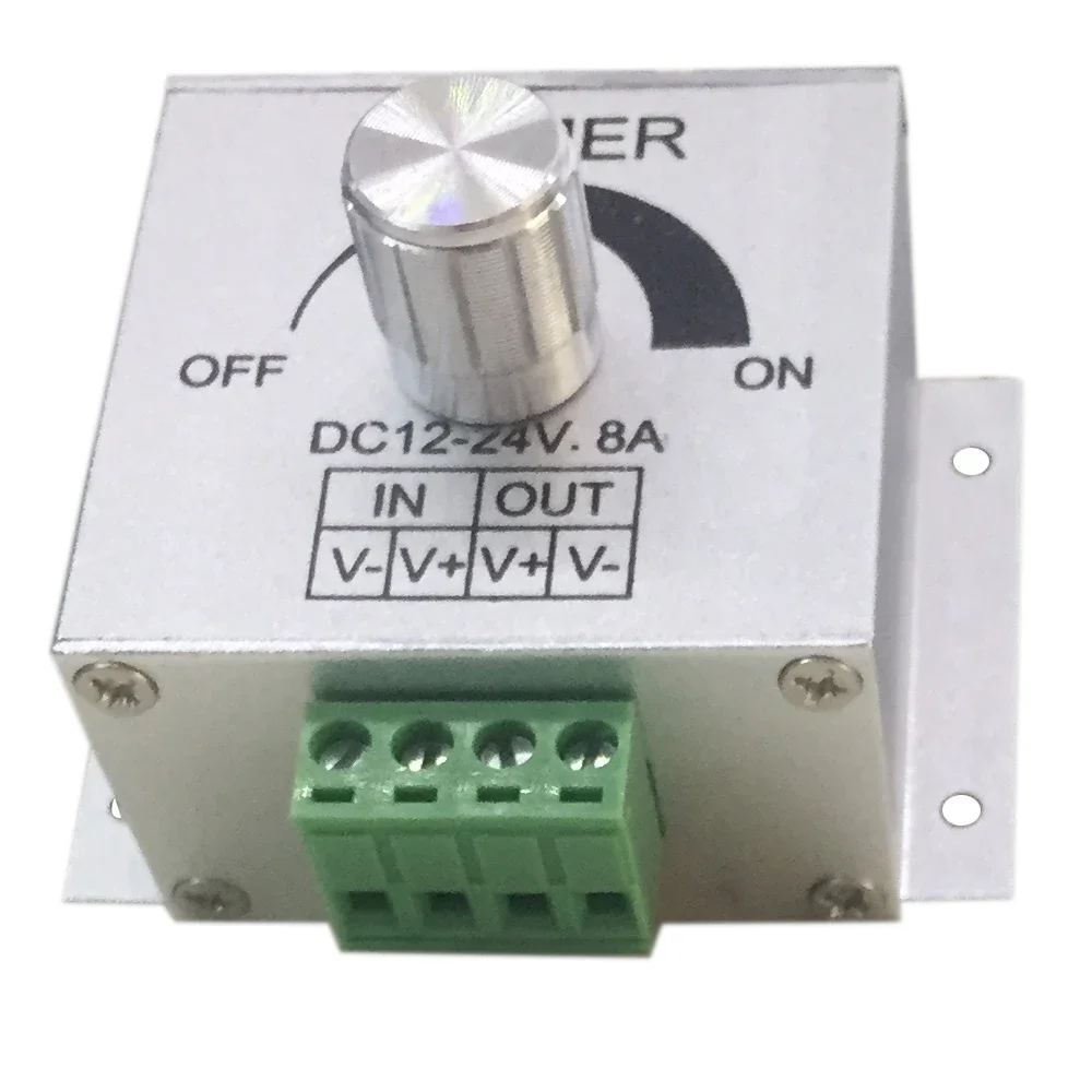 Aluminum Knob switch 12V-24V 8A LED Strip Dimmer PWM Dimming Controller for LED Lights Lamts Lamps or Ribbon Adjustable Control