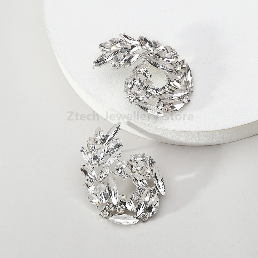 أقراط كبيرة من الزجاج الهندسي للنساء ، براقة وحلوة ، لامعة ، أزياء كورية ، بساطة ، بيان خفيف الوزن ، هدية مجوهرات