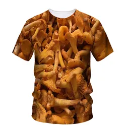 Colorful Fresh Mushroom Pattern Men'S T-Shirt Street Personalized Trend Creative O-Neck Short Sleeve 3d Printing Oversized Shirt