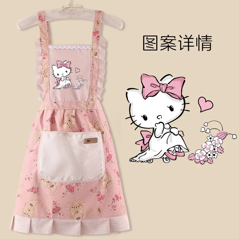 مريلة هالو كيتي، شخصية كرتونية لطيفة، مريلة خصر مطبخ مبتكرة وأنيقة، ملابس عمل مقاومة للبقع والزيت