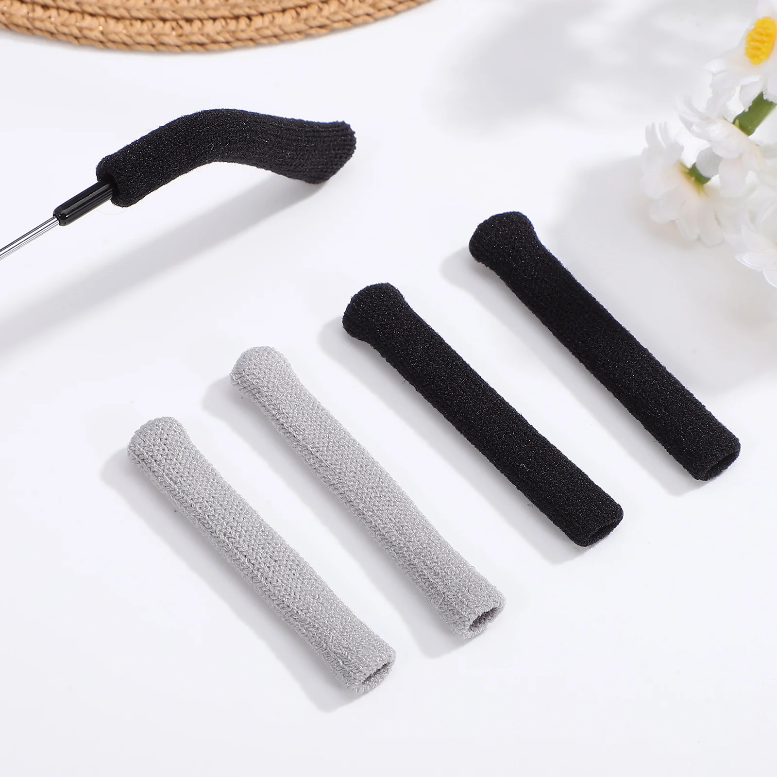 

4pcs Anti-slip Leg Covers Glasses Ear Grips Universal Size Knitted Texture Temple Tips Eyeglass Retainers Washable