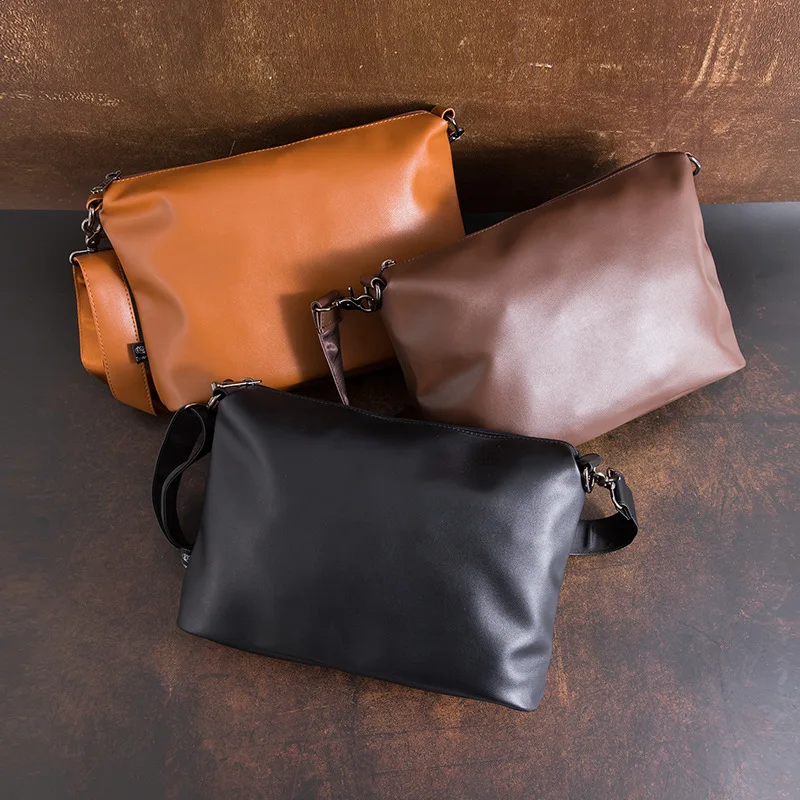 

Large Capaci Soft Leather Men's Crossbody Bag Faionable Briease for Commuting Sli Single oulder Bag Handbag