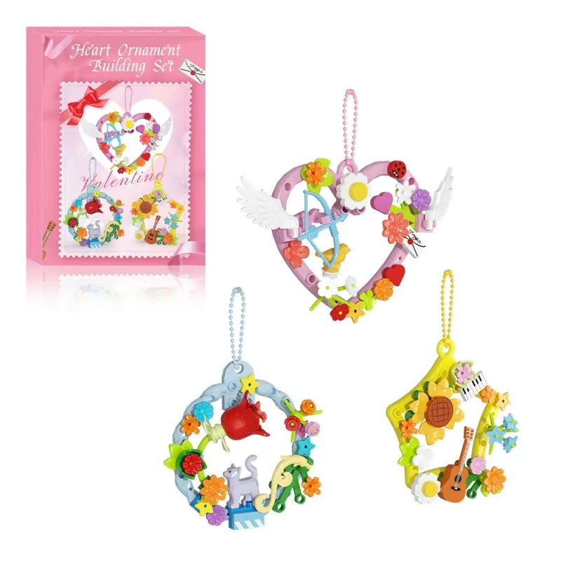 

120PCS Creative Expert Romantic Wreath Building Blocks Wall Door Hanging Ornaments DIY Assemble Toys Exquisite Gift for Girl Kid