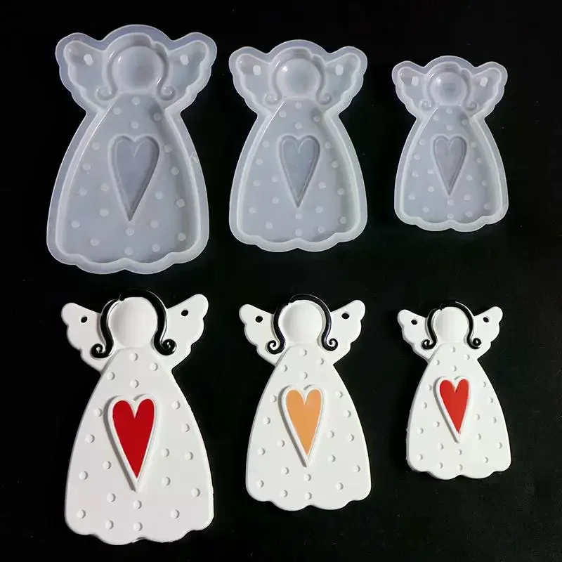 

DIY безликий ангел силиконовая форма для рождественской елки подвесной орнамент сердце точка текстура смола ремесло изготовление гипс бетон