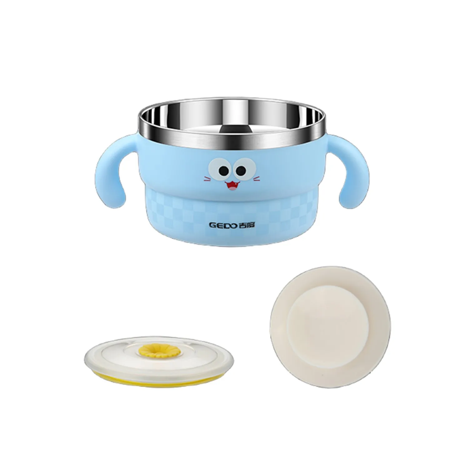 

LFGB Certification 316L Stainless Steel Baby Bowls Heat Insulation Kid Food Container 500ml Children Tableware with Suction Cup