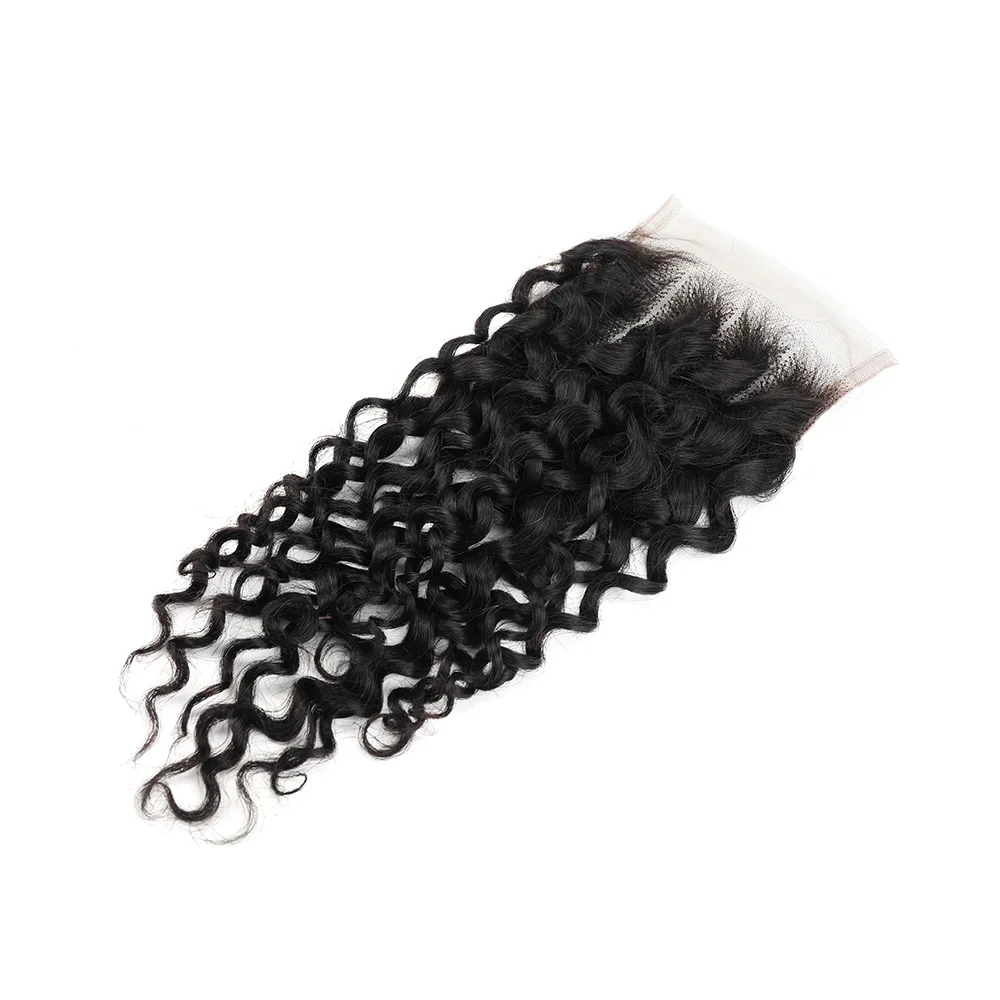 Mongolian Curls Human Hair Closure 130% Density Brazilian Remy Hair 4x4 Lace Closure Only Swiss Lace Human Hair Weaves Closure