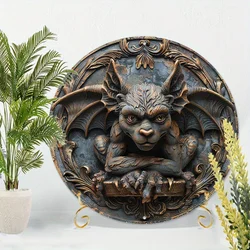 8x8 Inch Round Aluminum Gargoyle Sign - Durable Waterproof, High-Definition Printed, Pre-Drilled for Easy Installation