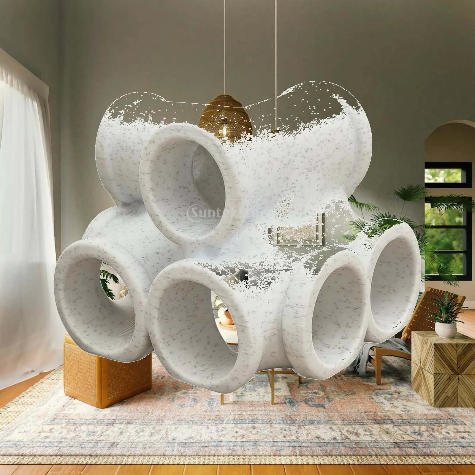 Aquarium Hiding Cave for Small Fish PETG Decorative Shelter with Cylindrical Openings Ideal for Vertical Aquarium Layouts