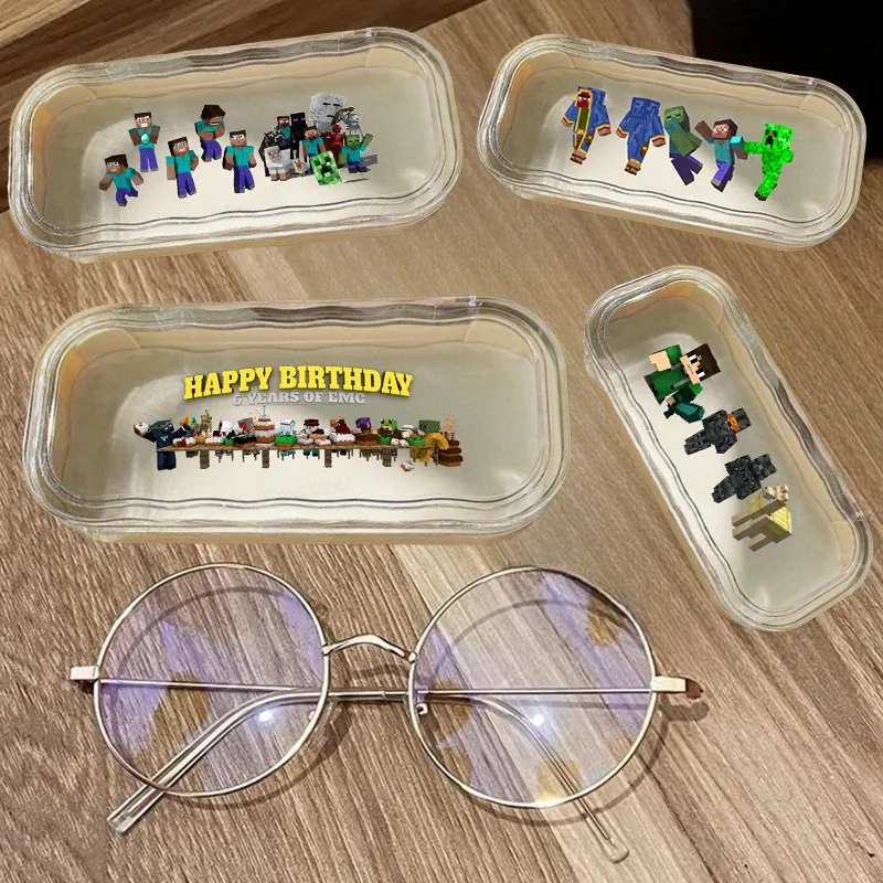 

Minecraft Transparent Sunglass Case Wave-Patterned Cartoon Glasses Case Hard Shell Eyewear Case Anime Myopia Glasses Storage Box