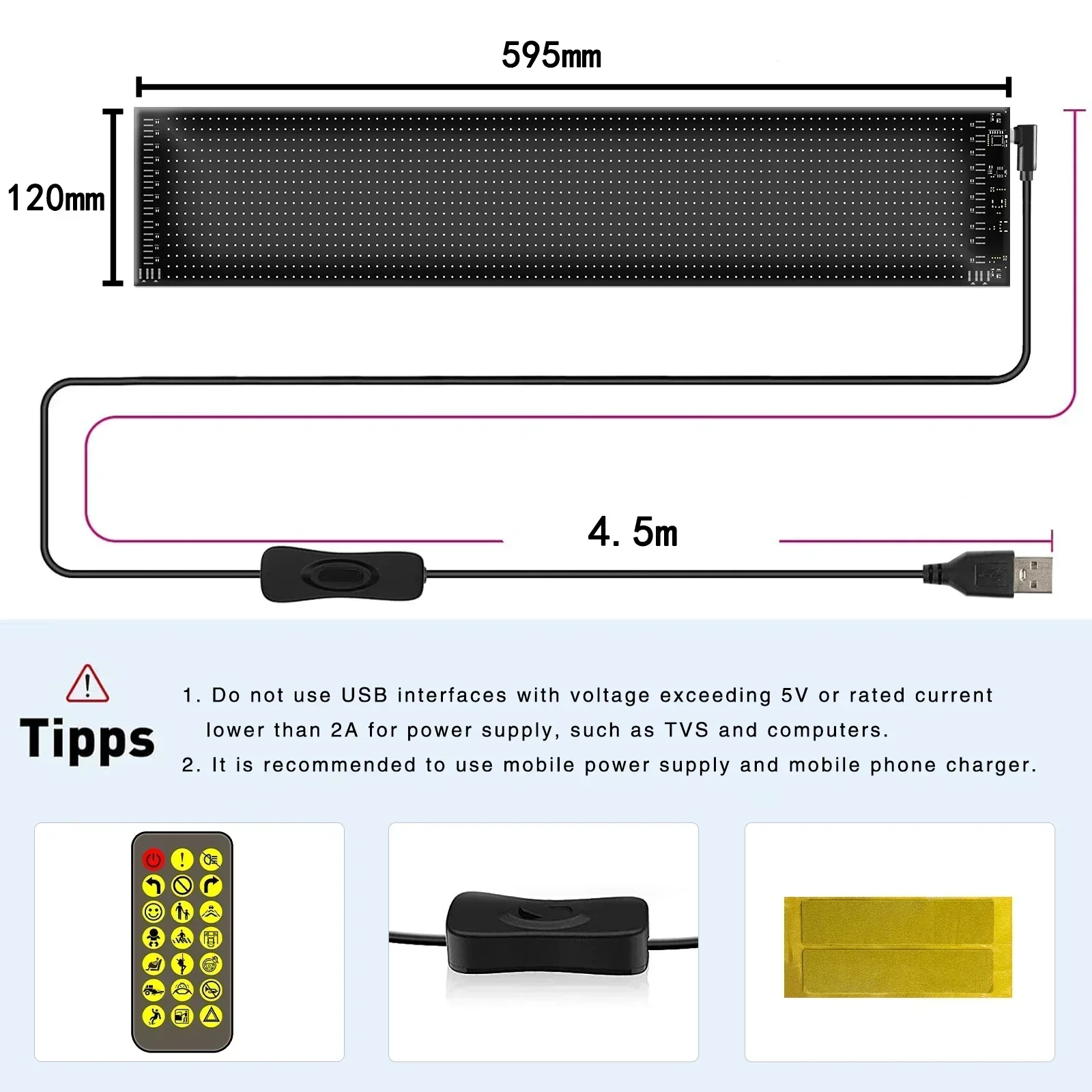 LED Flexible Screen Car Sign for Truck Eyes RGB LED Matrix Pixel Panel Car Sign Animation Remote Control Flexible Display Light - Image 5