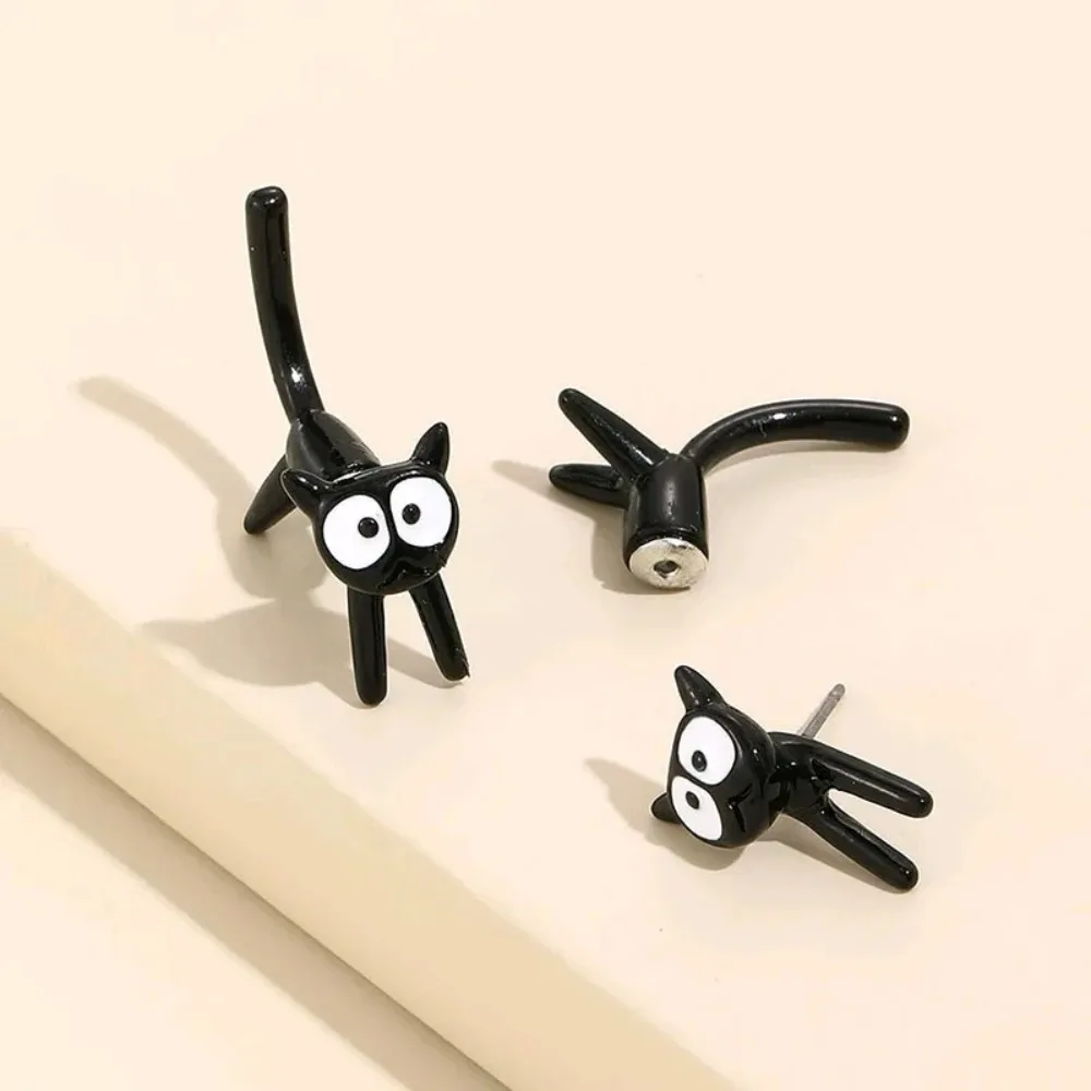 Handgemachte kleine schwarze Katze Ohrring für Frauen Accessoires Schmuck niedlichen Tier Kätzchen Ohrringe Mini Ins Wind