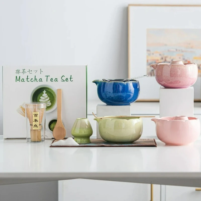 4/8PCS Japanese Matcha Tea Set  with Bamboo Whisk Holder Matcha Brush Teaspoon for Tea Lovers Tea-Making Tools Ceremony Gift
