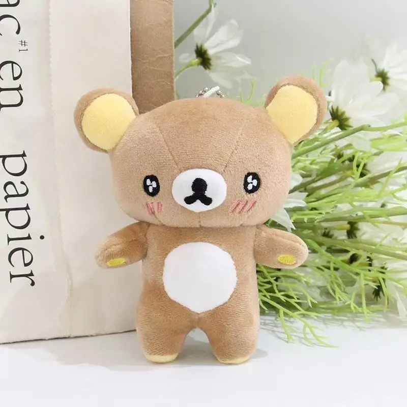 Bonito dos desenhos animados estrela-olho urso relaxado chaveiro pingente de pelúcia urso come saco de pizza pingente presente para amigos