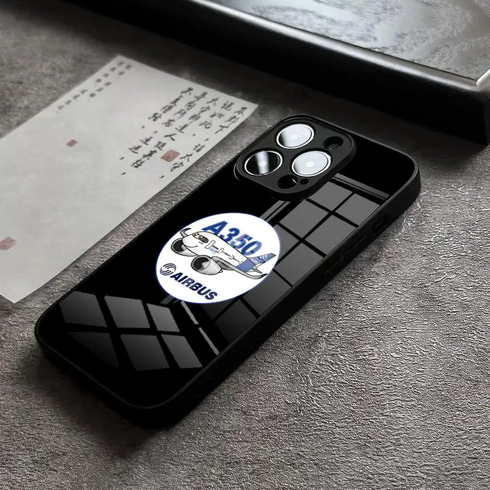 Etui na telefon z logo Airbus dla iPhone 17 14 Pro Max 15 Pro 12 11 13 Mini X XR XS 16e Plus SE, szklana obudowa — zdjęcie produktu 6