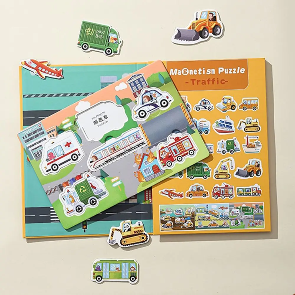 

Creative 3D Magnetic Scene Puzzle Waterproof Vehicle Pattern Early Educational Toy Reusable Portable Kids Montessori Toys