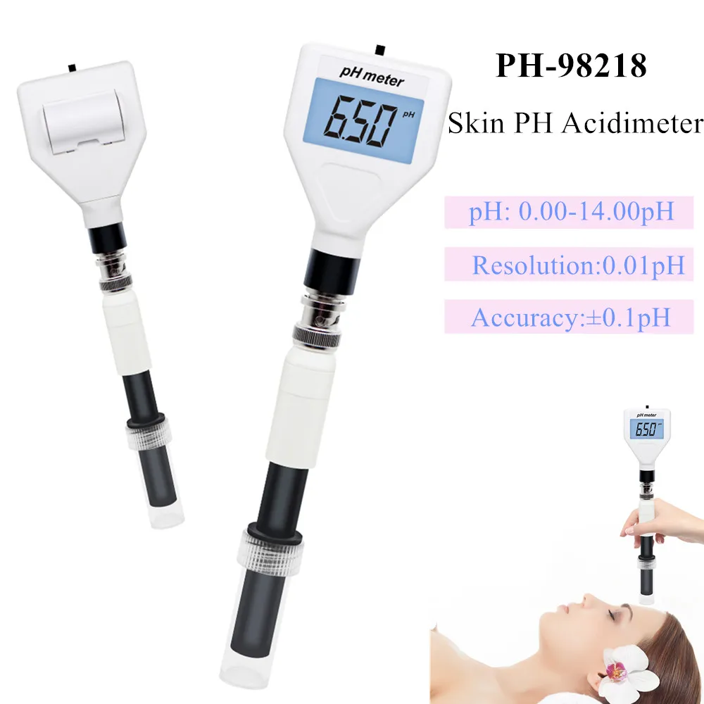 Misuratore di PH della pelle Tester di acidometro sonda sostituibile retroilluminazione LCD per Tester di cosmetici per lozione crema di carne di