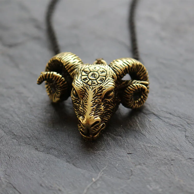 nordic viking amulet thor goat head pendant  necklace Gothic Ram Head Pendant Astrology, Horoscope, Him Goat Charm