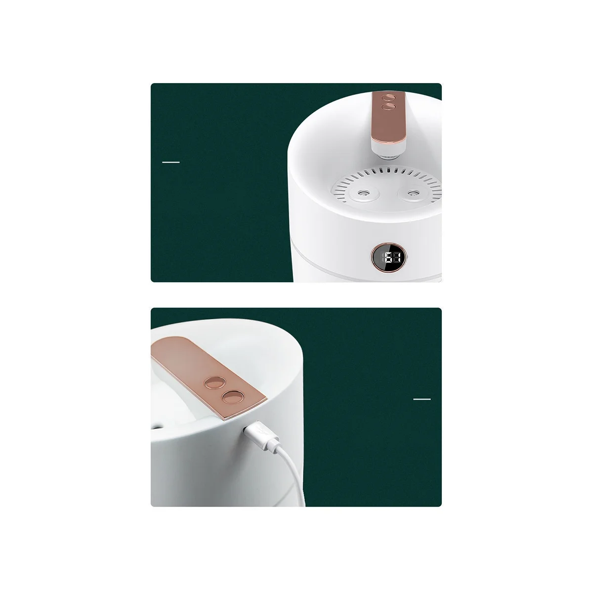 Air Humidifier Colorful Light Mute USB Fogger Purifier for Car White