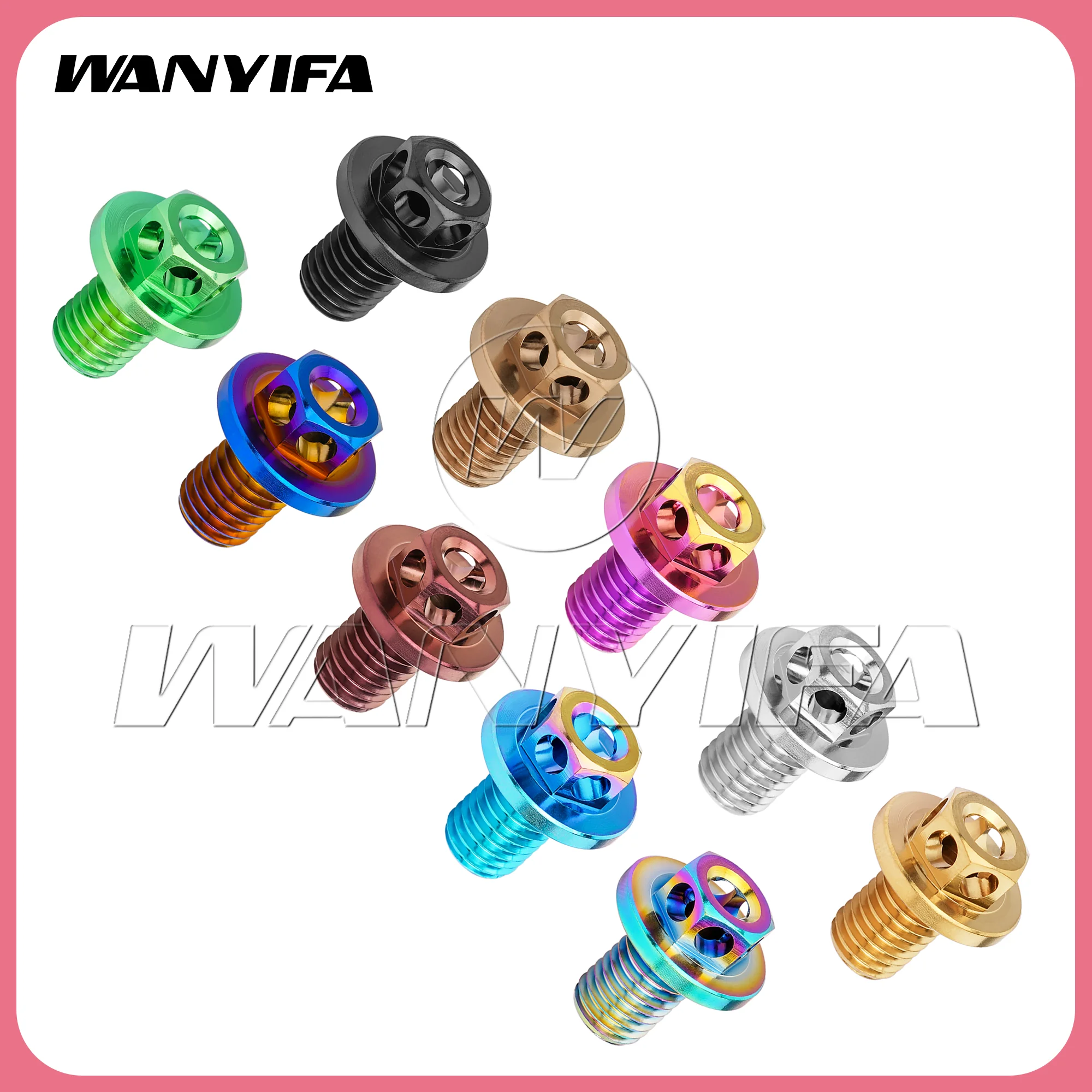Wanyifa Titanium Bolt M7 x 10 Brake Line Fitting Motorcycle Brake Line Fitting Hollow Flange Fastener Suitable for Motorcycle