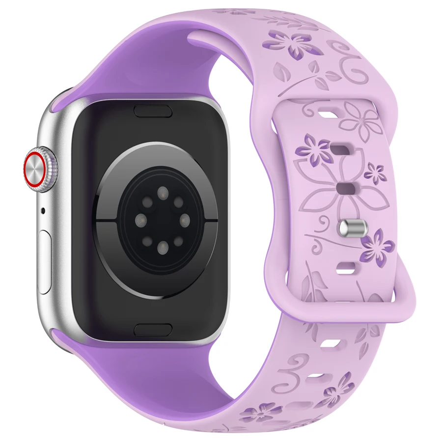 Gesneden bloemenband voor Apple Watch 44mm 40mm 45mm 41mm 42mm 38mm 49mm 45mm IWatch Series 11 10 9 8 7 6 5 4 3 SE Ultra 2 3