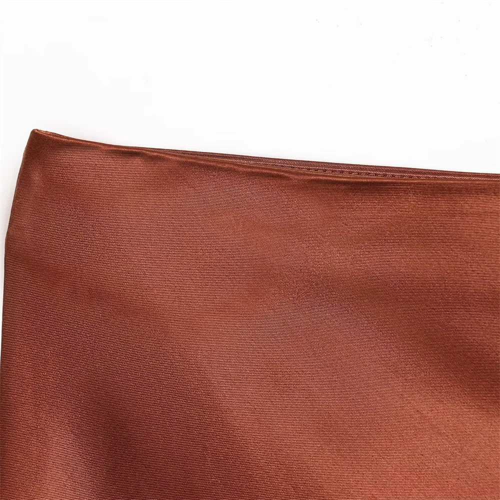 Winter New Product Women's Fashion Versatile Contrasting Lace Decoration Mid Waist Silk Texture Long Skirt Midi Half Skirt